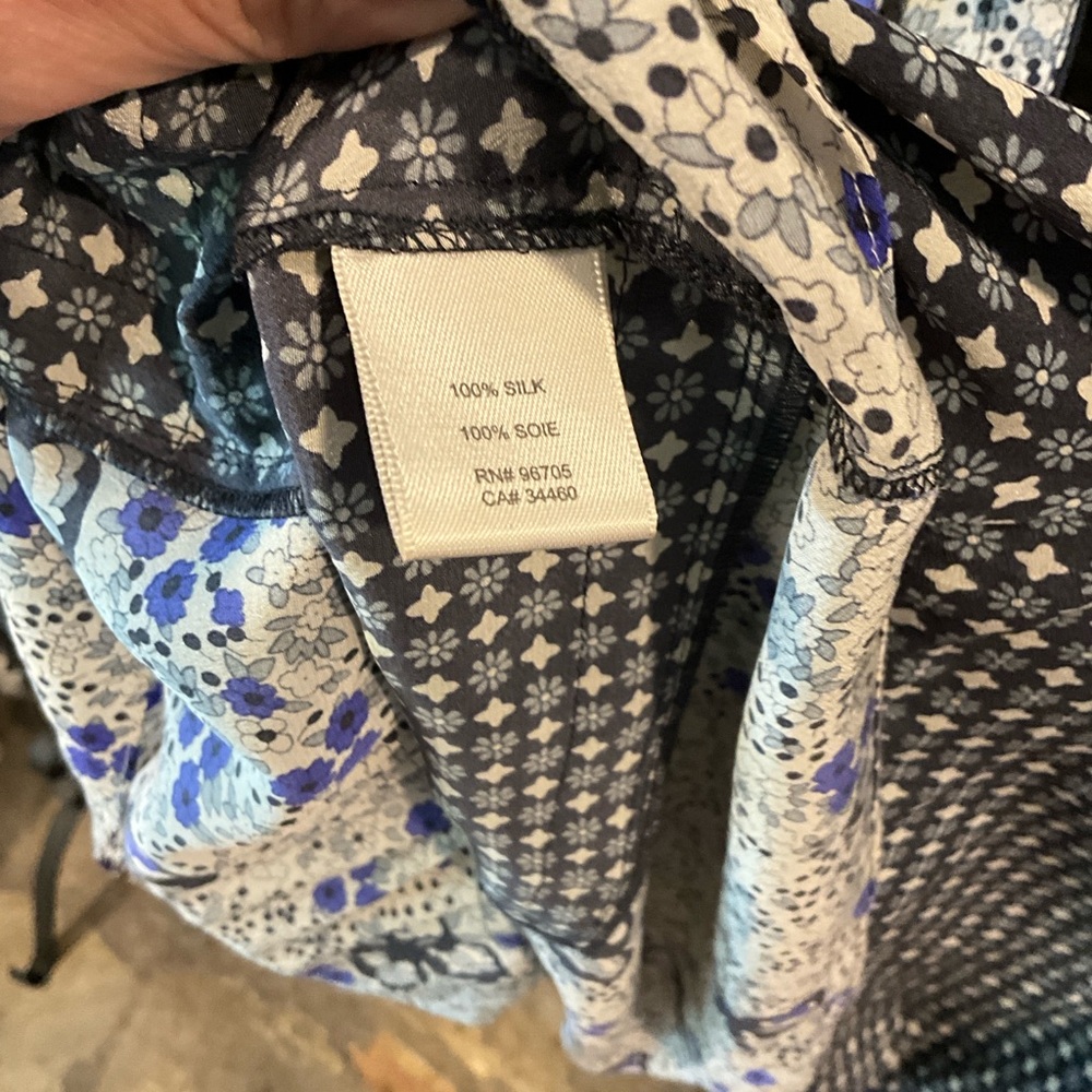 Rebecca Taylor Women's Blue Silk Patterned Top - Picture 4 of 5